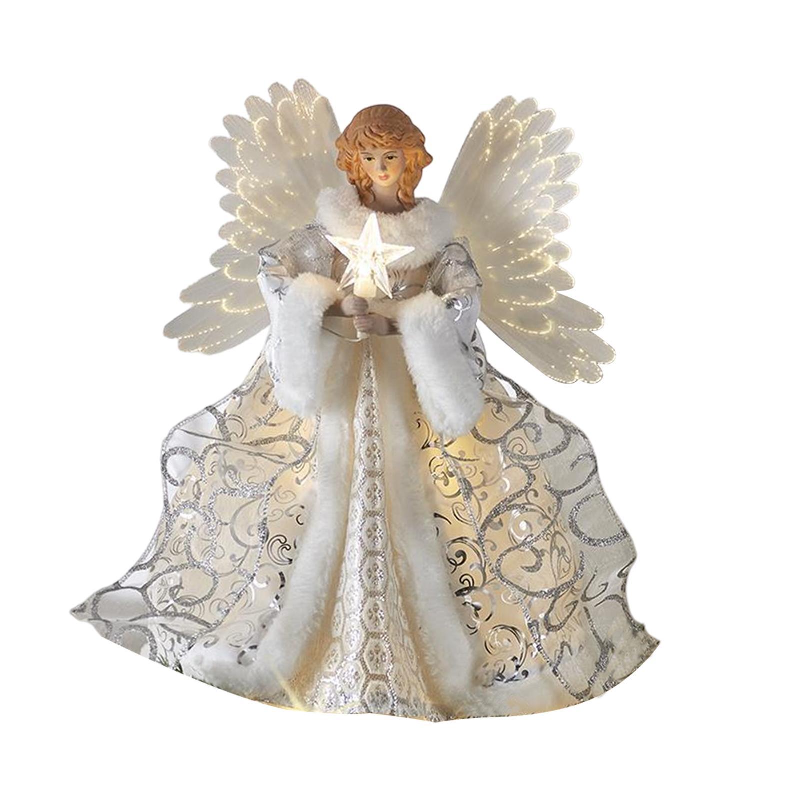 Angel Christmas Treetop Figurine 25*20cm Mall Desktop with Lights Star