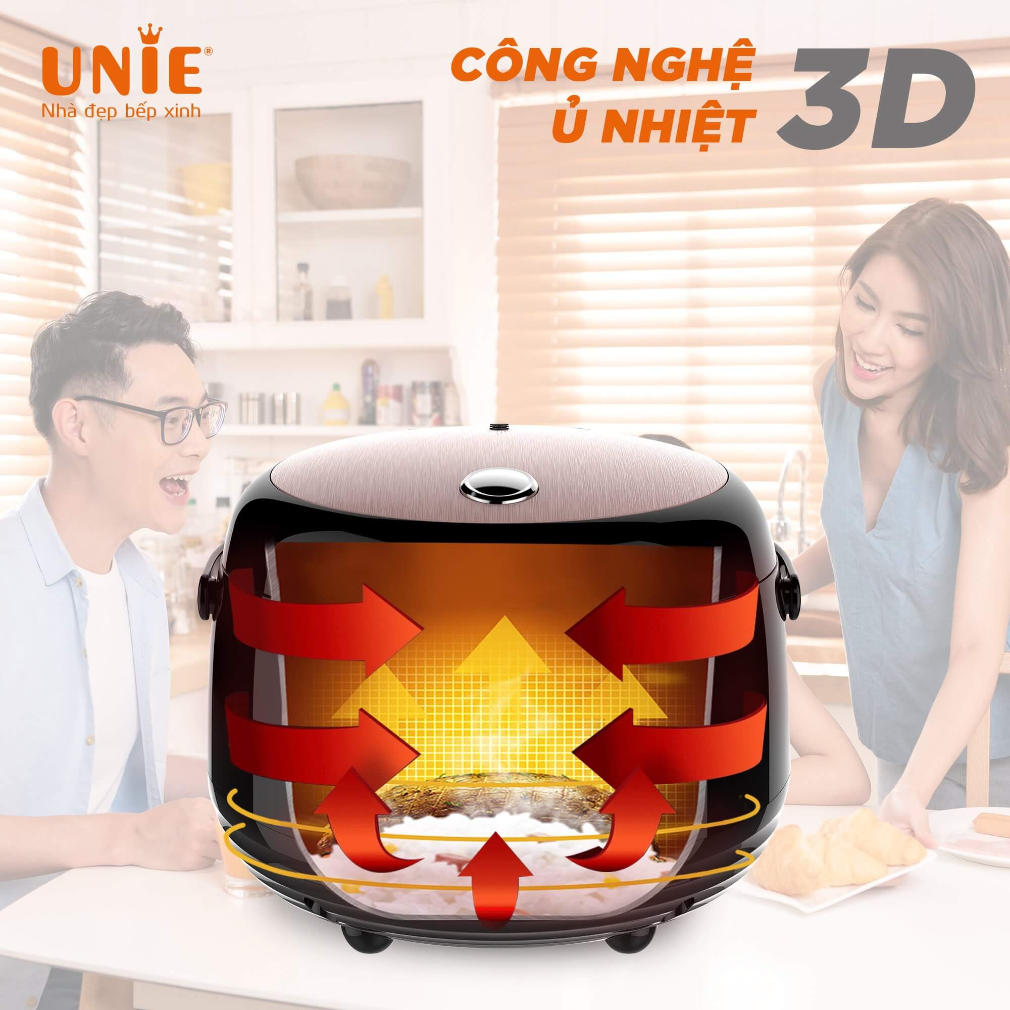 Nồi Cơm Điện Đa Năng UNIE UEC1572B Sang Trọng Tiêu Chuẩn Đức, Gồm 16 Chương Trình Nấu Dung Tích 1.5 Lít, Dùng Cho Gia Đình 3-4 Người Công Suất 600 W - Hàng Chính Hãng