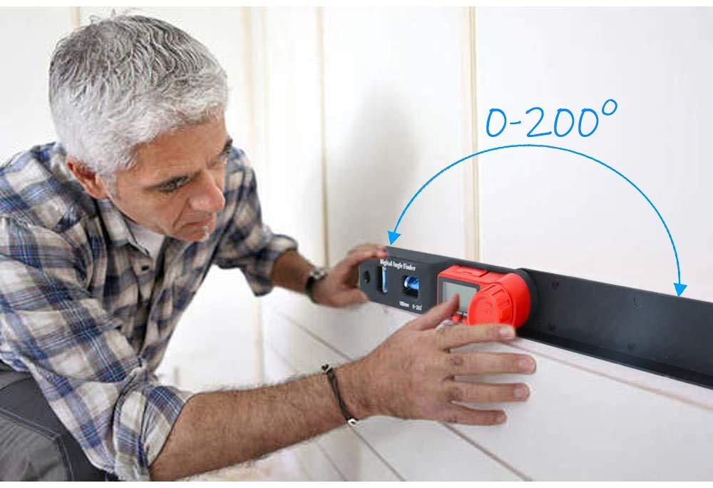 Thước đo kỹ thuật số nhỏ với 2 lọ và màn hình LCD Chức năng khóa Chức năng tự động tắt Chiều dài: 180 mm 200 ° Đo góc cho thợ thủ công và người tự làm