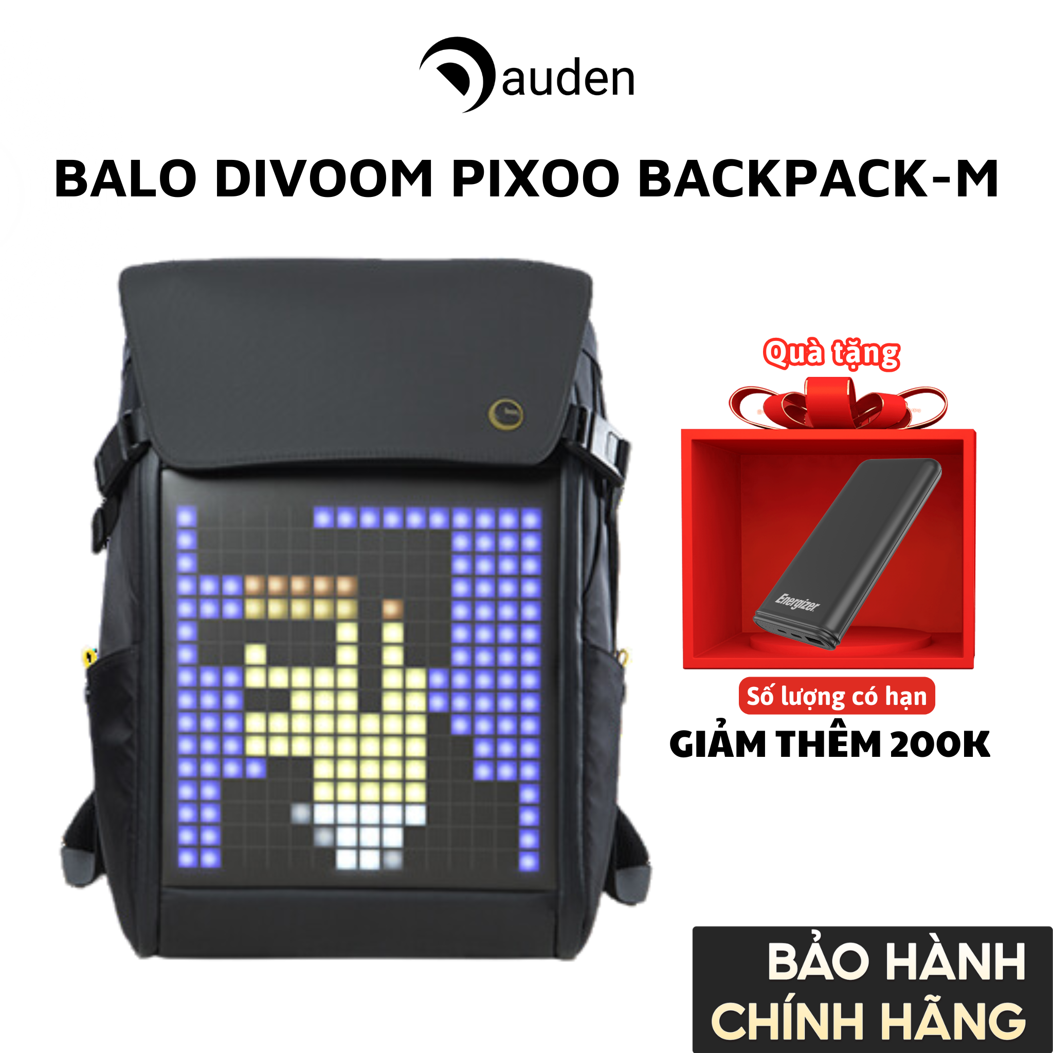 Balo Divoom Pixoo Backpack - M Có Màn Hình Led Tùy Chỉnh Bằng App, Ngăn Chứa Lớn Vừa Laptop 14 Inch, Chống Thấm Nước Cho Hoạt Động Ngoài Trời