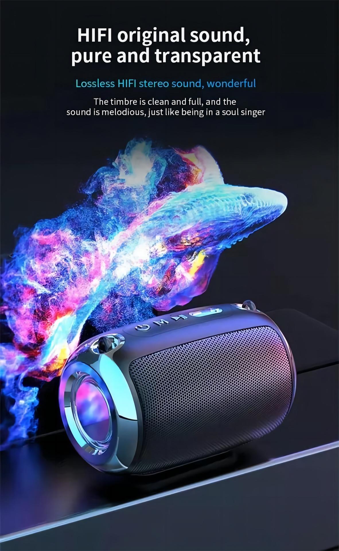 Hộp loa bluetooth mạnh mẽ ngoài trời Stereo 3D di động với AUX USB TF không dây mini cho máy nghe nhạc của bữa tiệc xe hơi âm thanh mới Color: Grey