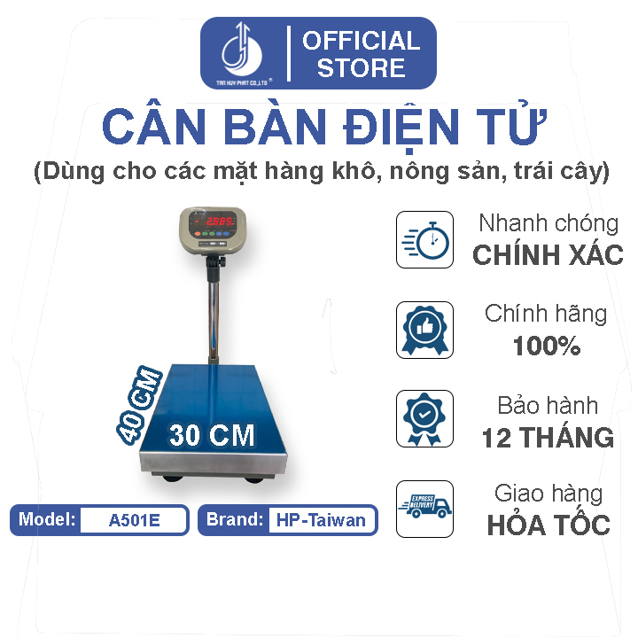 Cân Bàn Điện Tử A501E THW - Mặt Bàn Cân 300X400MM