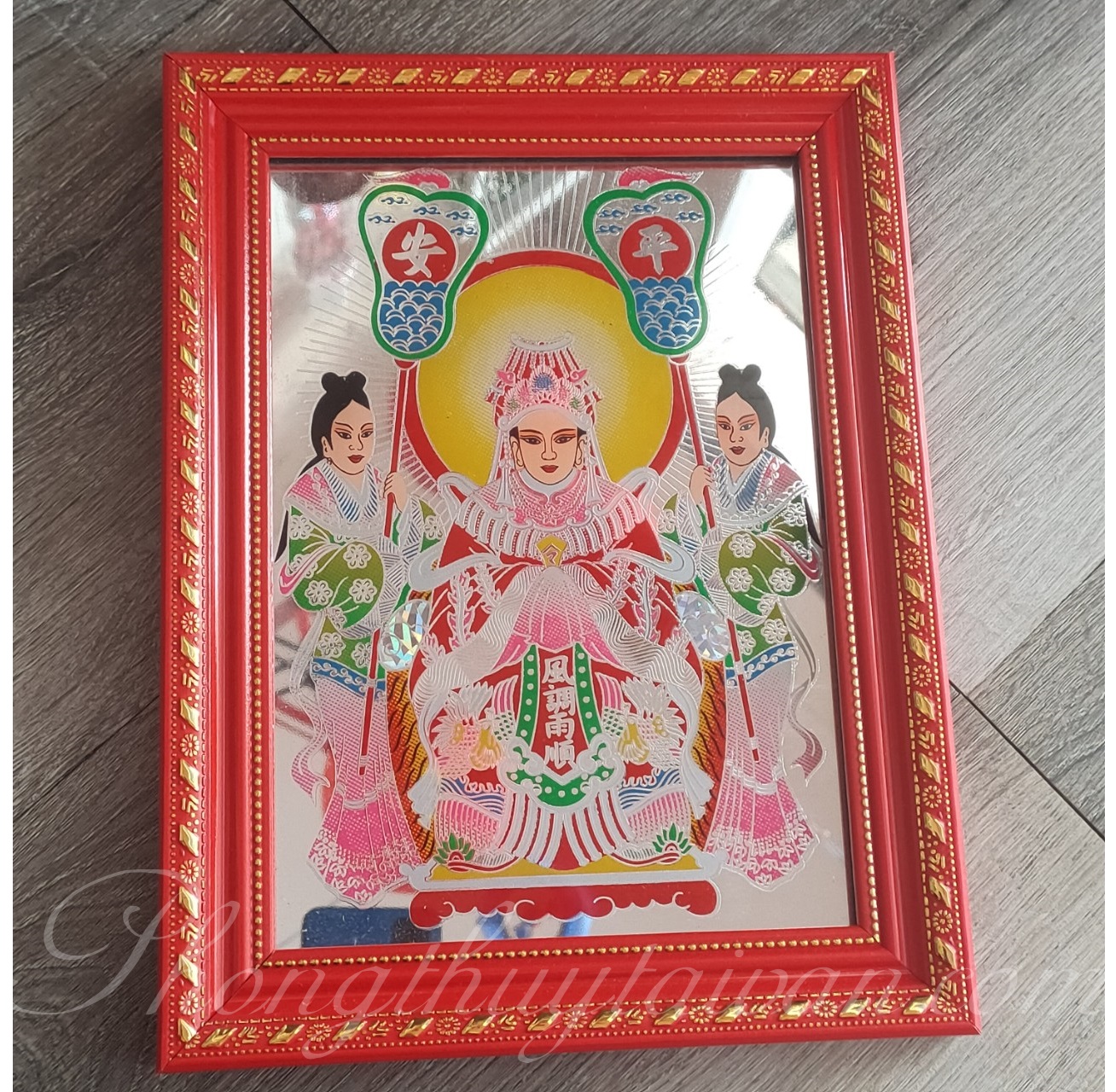 Bài vị Cửu Thiên Huyền Nữ khung đỏ 21cm*28cm