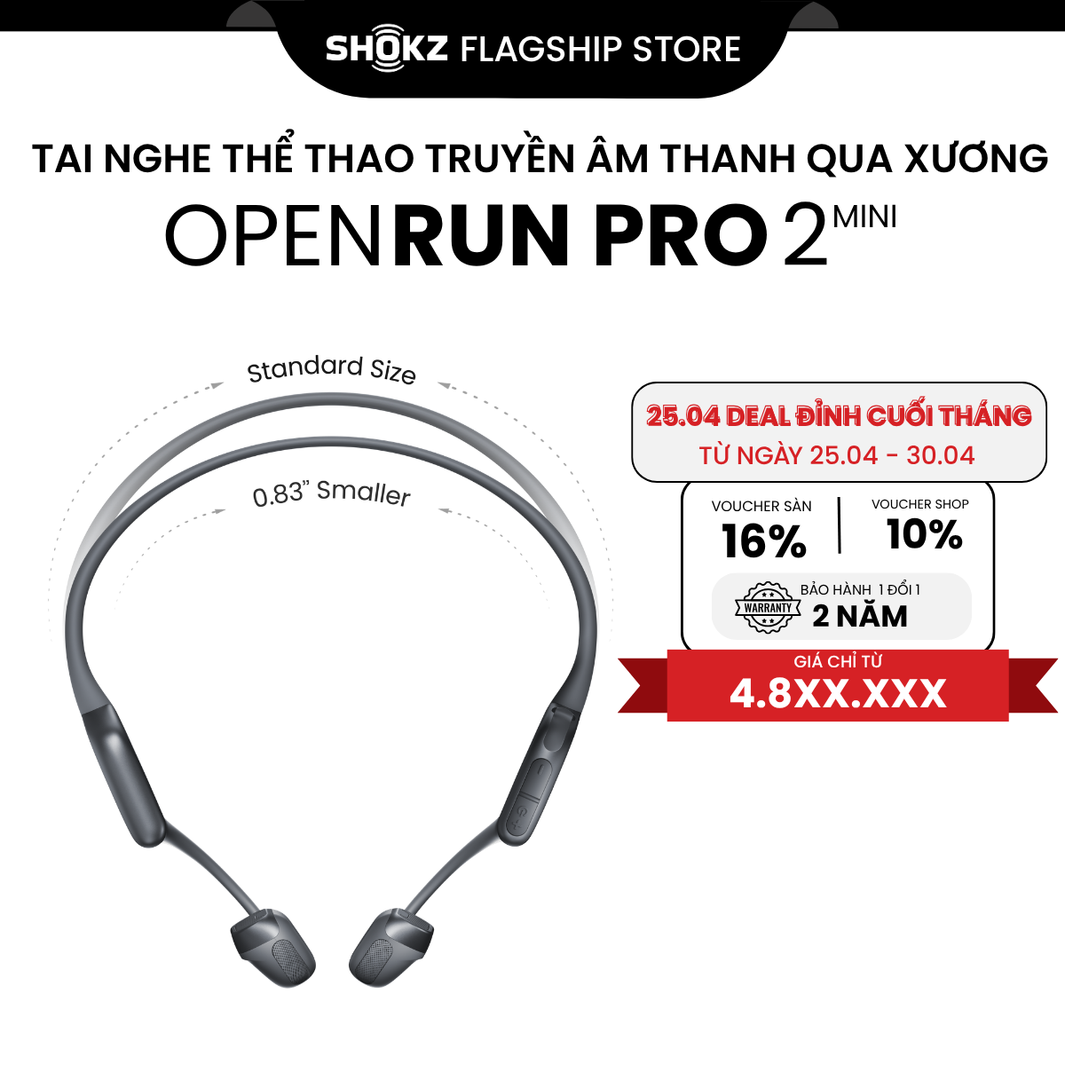[MỚI] Tai Nghe Bluetooth Thể Thao Truyền Âm Thanh Qua Xương SHOKZ OPENRUN PRO 2 - Mini S821 - Bảo Hành 2 Năm - Hàng Chính Hãng