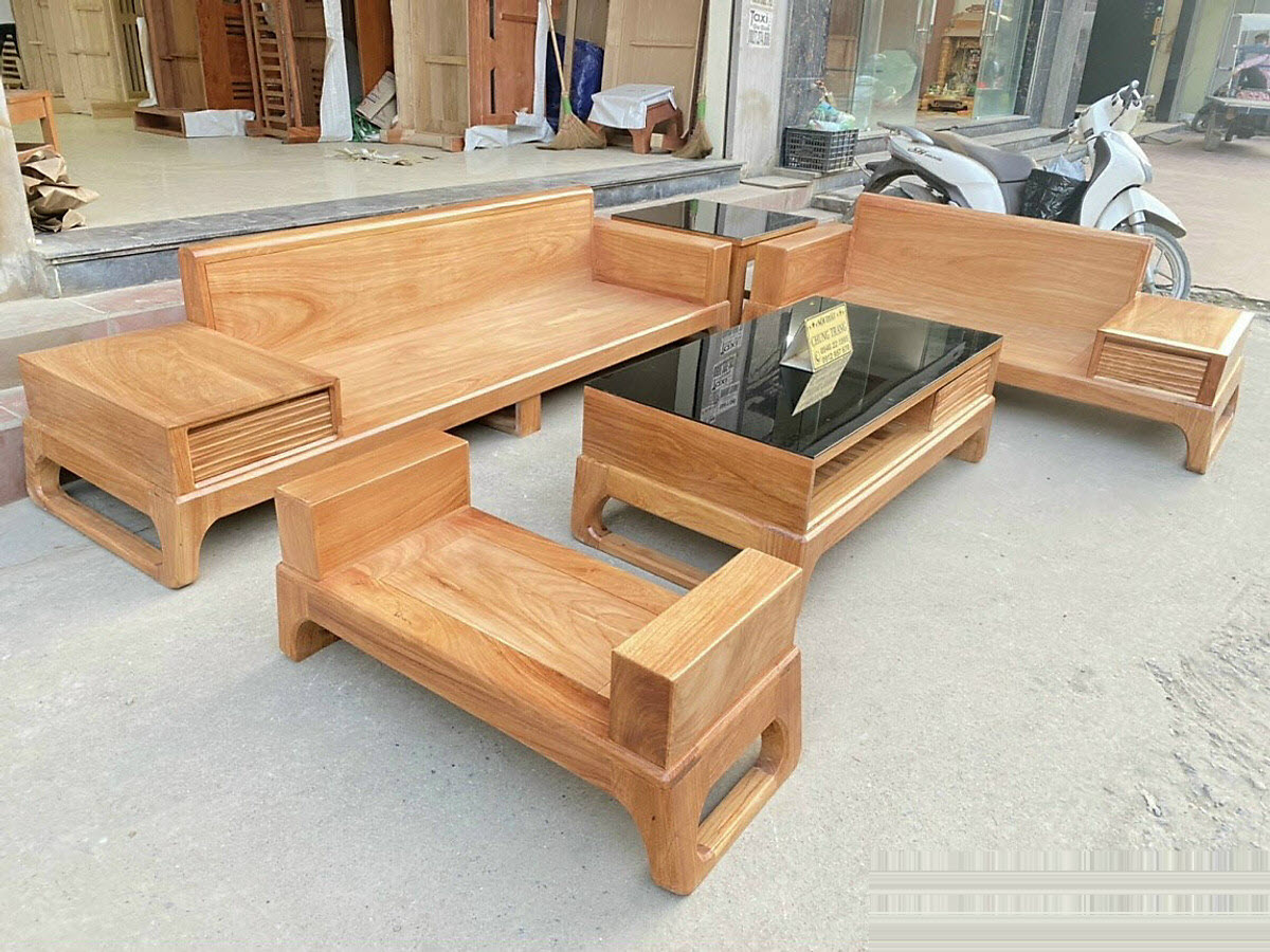 Bộ sofa gỗ gõ đỏ sai lớn 2 văng