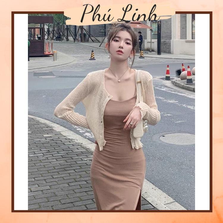 MS902 Áo khoác cardigan nữ dệt kim mỏng viền xoăn nhẹ nhàng