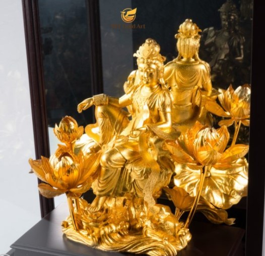 Tượng Phật Bà Quan Âm dát vàng 24k MT Gold Art- Hàng chính hãng, trang trí nhà cửa, phòng làm việc, quà tặng sếp, đối tác, khách hàng, tân gia, khai trương