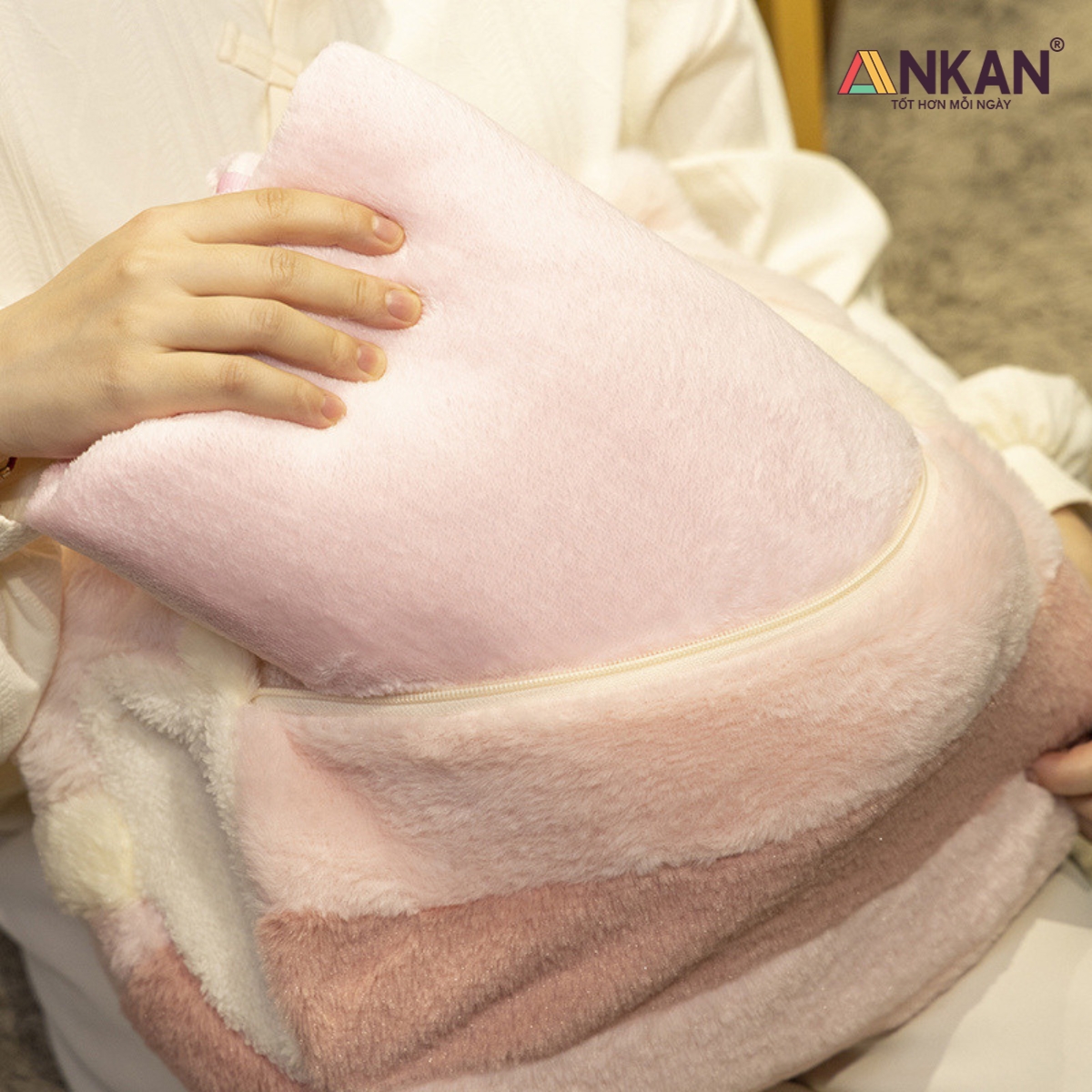 Bộ Chăn Gối Văn Phòng ANKAN Kiểu Mới 3 Trong 1 - Ngủ Trưa Thoải Mái Tại Văn Phòng, Quà Tặng Bạn Bè Người Yêu