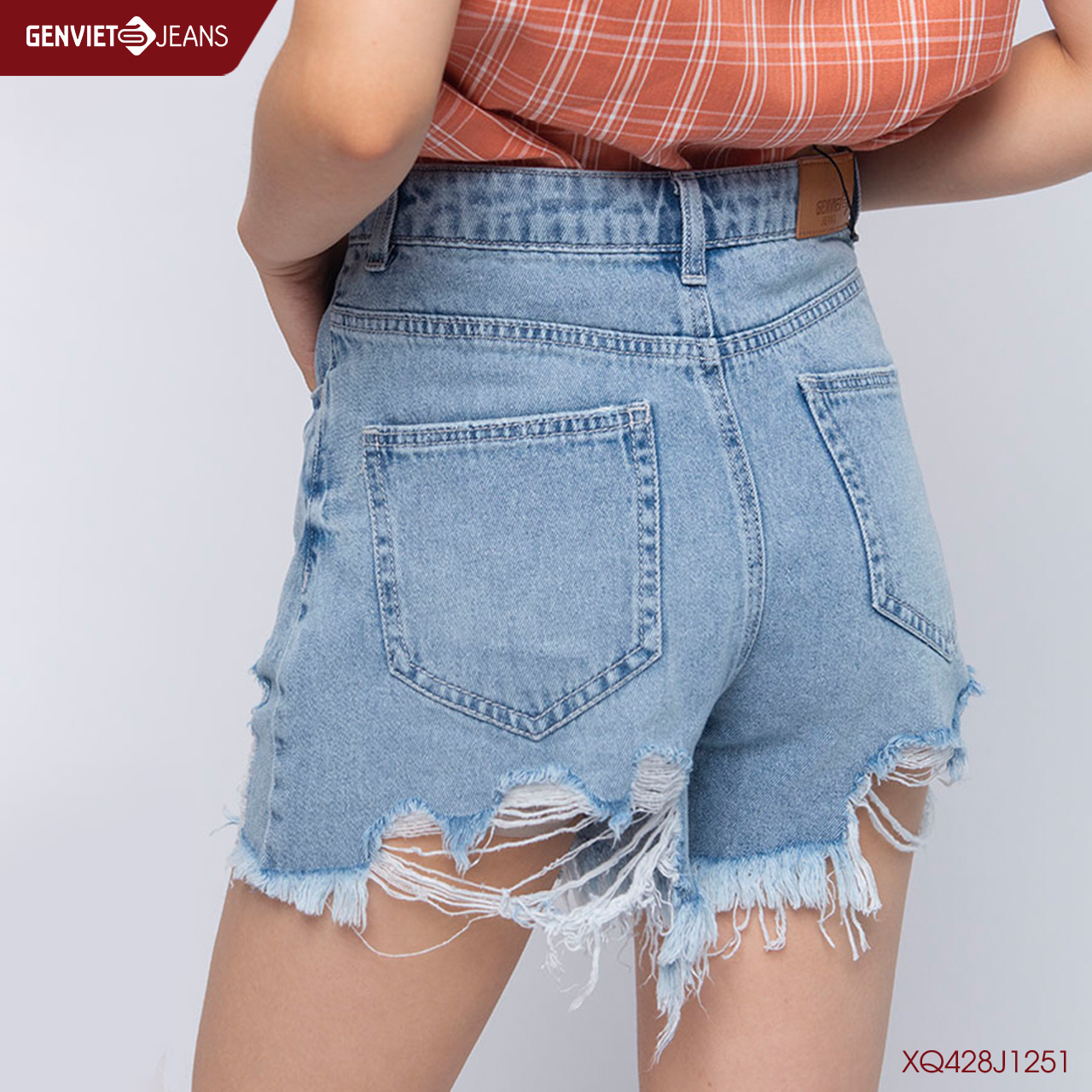 Quần Short Jeans Nữ Rách TuaXQ428J1251