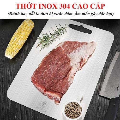 Thớt Inox Kháng Khuẩn, Khử Mùi, Chống Nấm Mốc, Cường Lực - SUS INOn 304, KT : 35CM X25CM