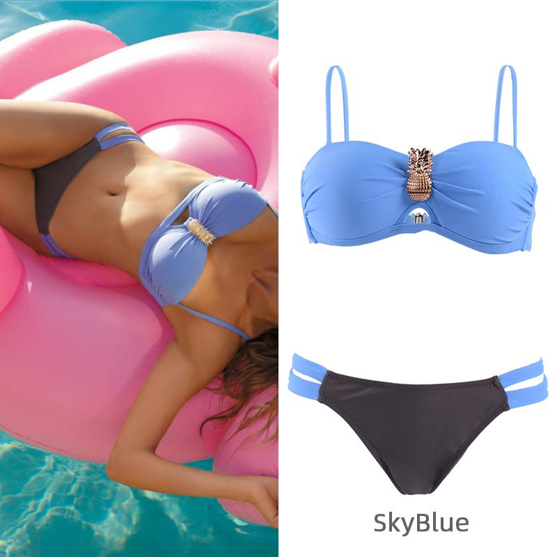 Năm 2020 Gợi Cảm Màu Bikini Đồ Bơi Nữ Bandeau Biquini Hai Miếng Đồ Bơi Nữ Bộ Đồ Tắm Đẩy Lên Bộ Bikini Đi Biển