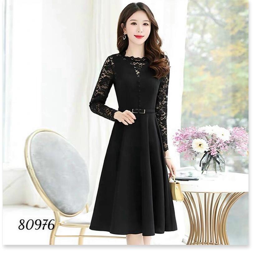 ĐẦM UMI PHỐI REN KÈM NỊT SIÊU ĐẸP TÔN DÁNG CHO CHỊ EM THỜI TRANG