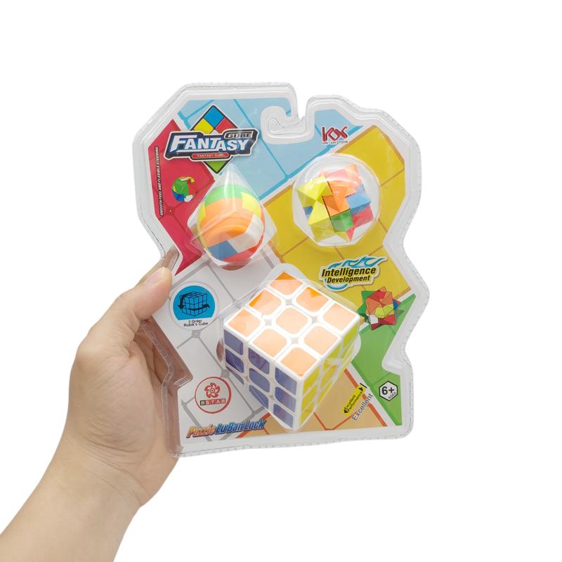 Bộ 3 Đồ Chơi Rubik 3x3x3 Kèm Hình Khối Đặc Biệt - Fantasy Cube KX733