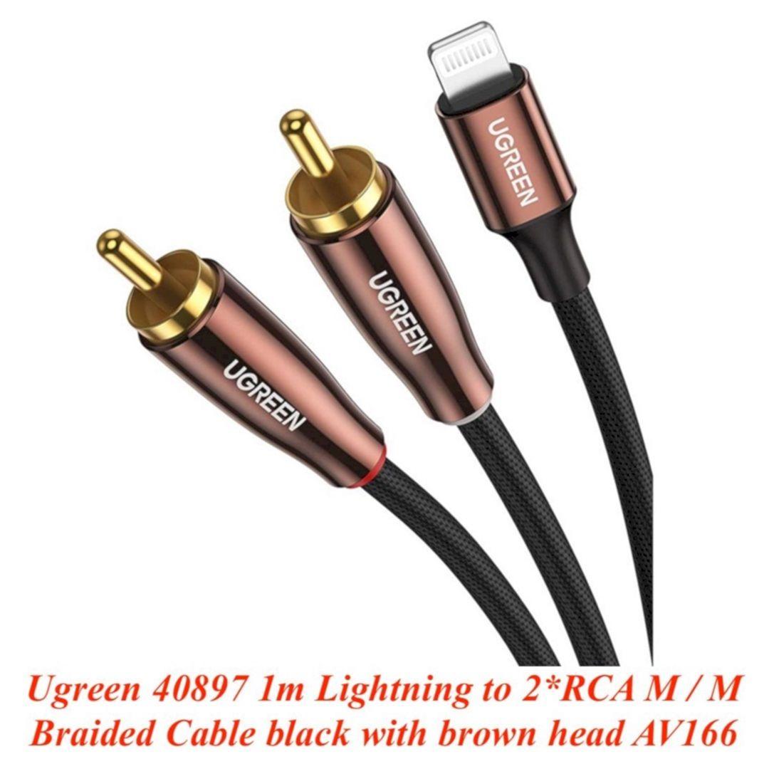 Ugreen UG40897AV166TK 1m Lightning to 2*RCA M / M Braided Cable black with brown head - HÀNG CHÍNH HÃNG