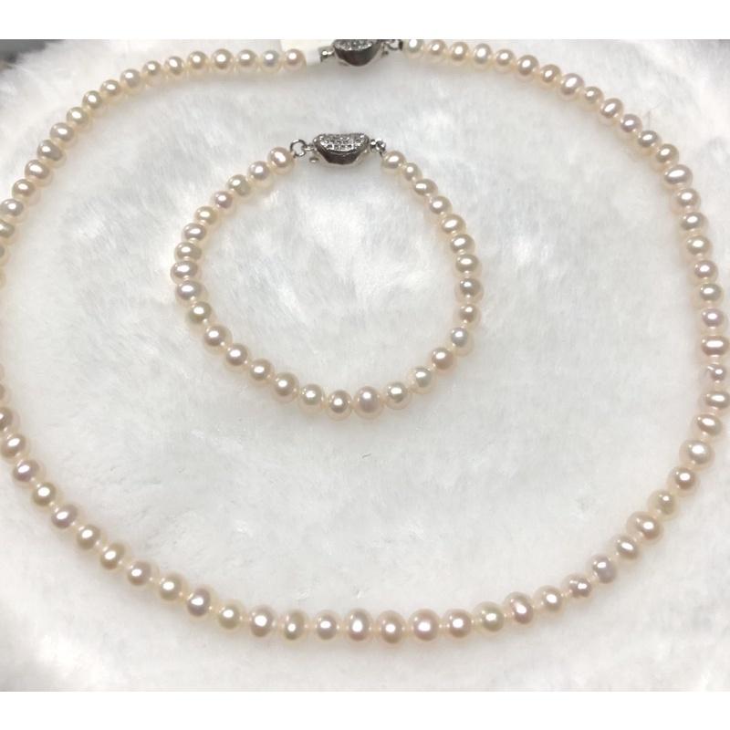 Bộ Trang Sức Hạt Trai 5ly Sáng Bóng Ngọc Trai Nước Ngọt Tự Nhiên Sang Trọng Cho Nữ - Trường Thịnh Ngọc Trai
