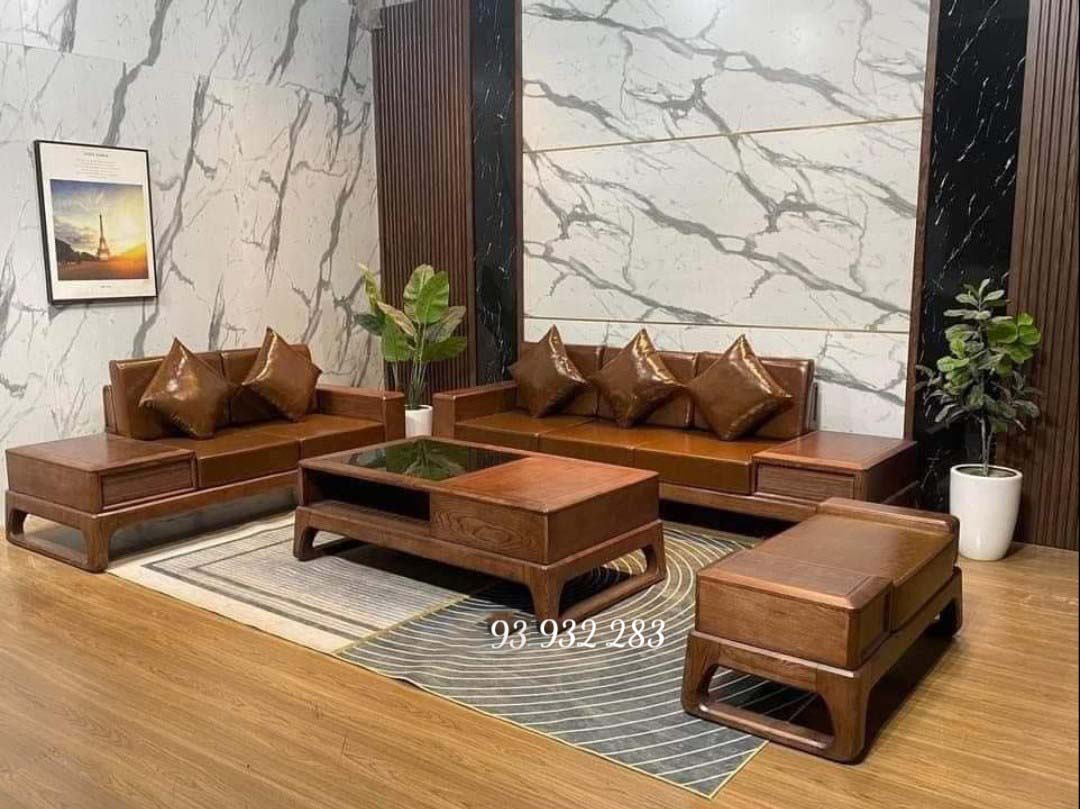 Bộ sofa 2 văng lớn gỗ sồi G03