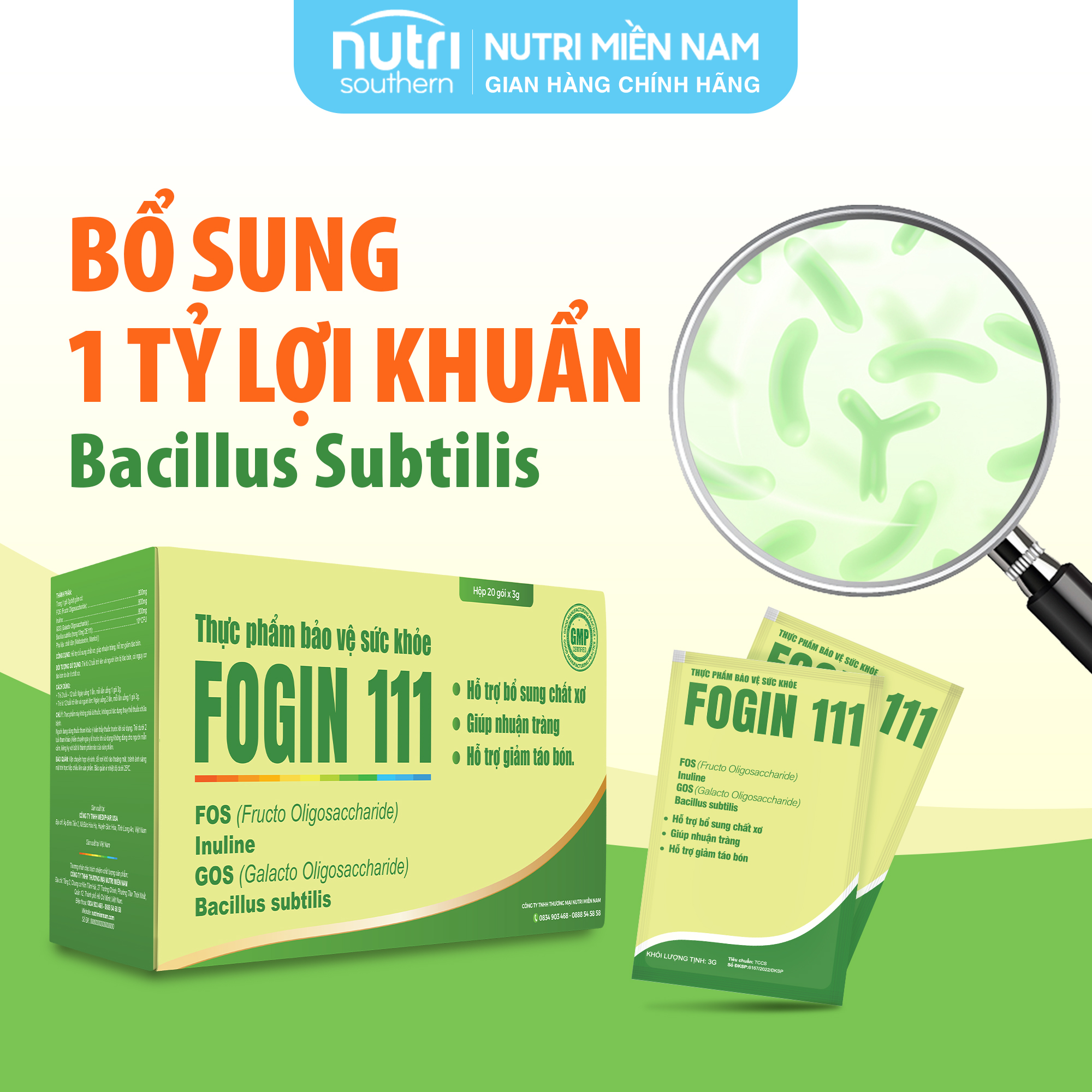 Fogin 111 – Hỗ Trợ Bổ Sung Probiotics và Chất Xơ Giúp Nhuận Tràng, Giảm Táo Bón