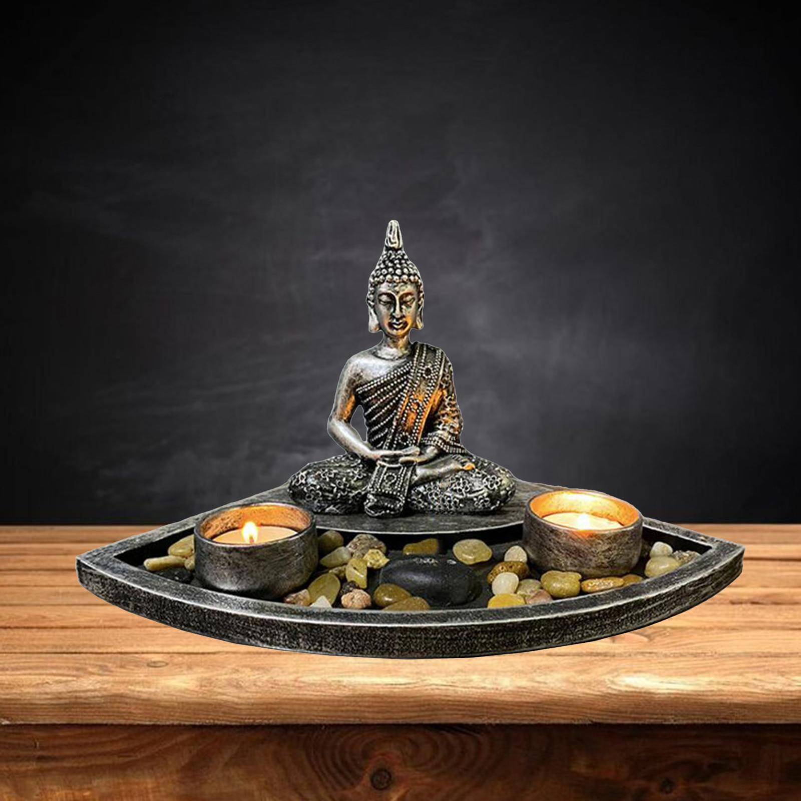 Candle Holder Resin Buddha Statue for Ornaments Garden Room A