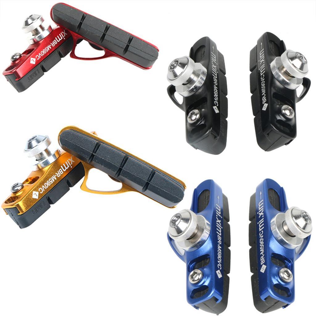 2x Bike Brake Pads, No Noise Road Mountain Cycle Rubber Brake Shoes, Anti-Skid Brake Blocks Set
