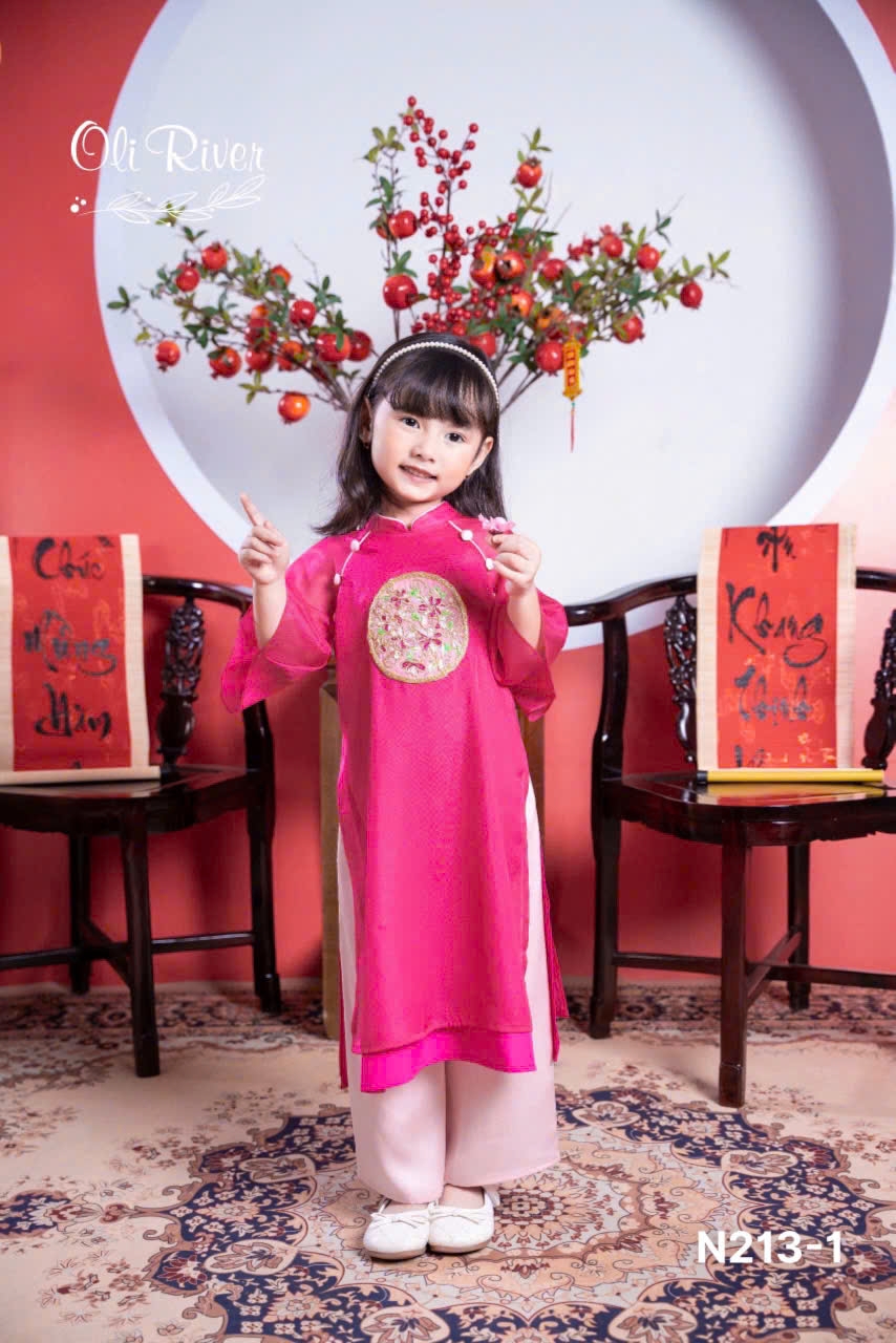 Bộ áo dài tết cho bé gái 12-40kg diện lễ tết noel giáng sinh năm mới
