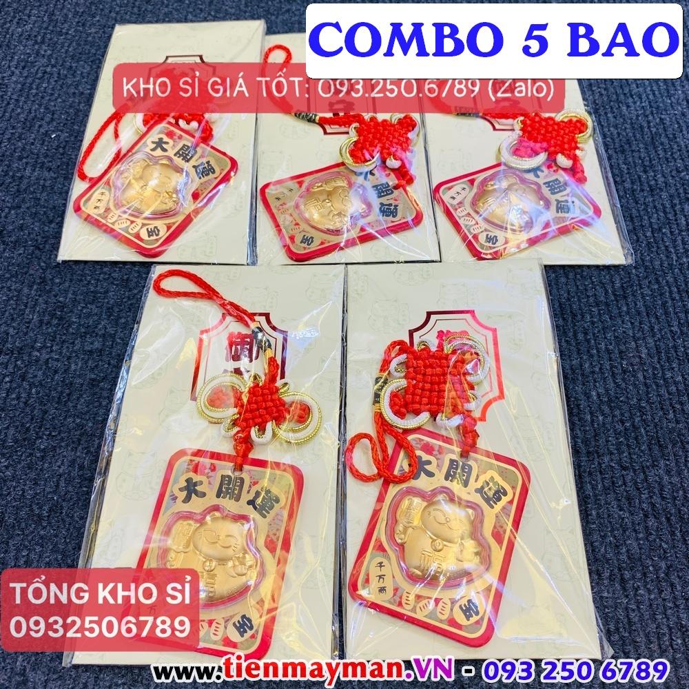 Bao Lì Xì Mạ Vàng Dây Treo Mèo Thần Tài Đại Cát Đại Lợi, Quà Tặng Tết 2023 PASA COLLECTION
