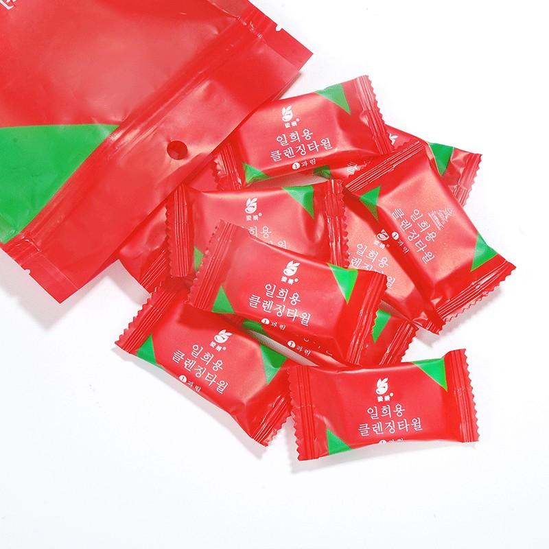 Túi 20 Khăn Giấy Nén Hàn Quốc Dạng Viên Kẹo Dùng 1 Lần - Có Khóa Zip Bỏ Túi Du Lịch Tiện Lợi