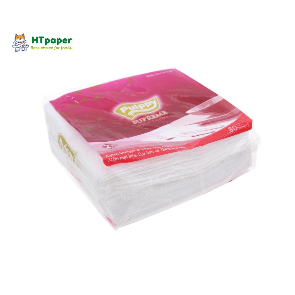 Khăn giấy vuông Pulppy Supreme khổ lớn 33 x 33 cm mềm mịn 80 tờ
