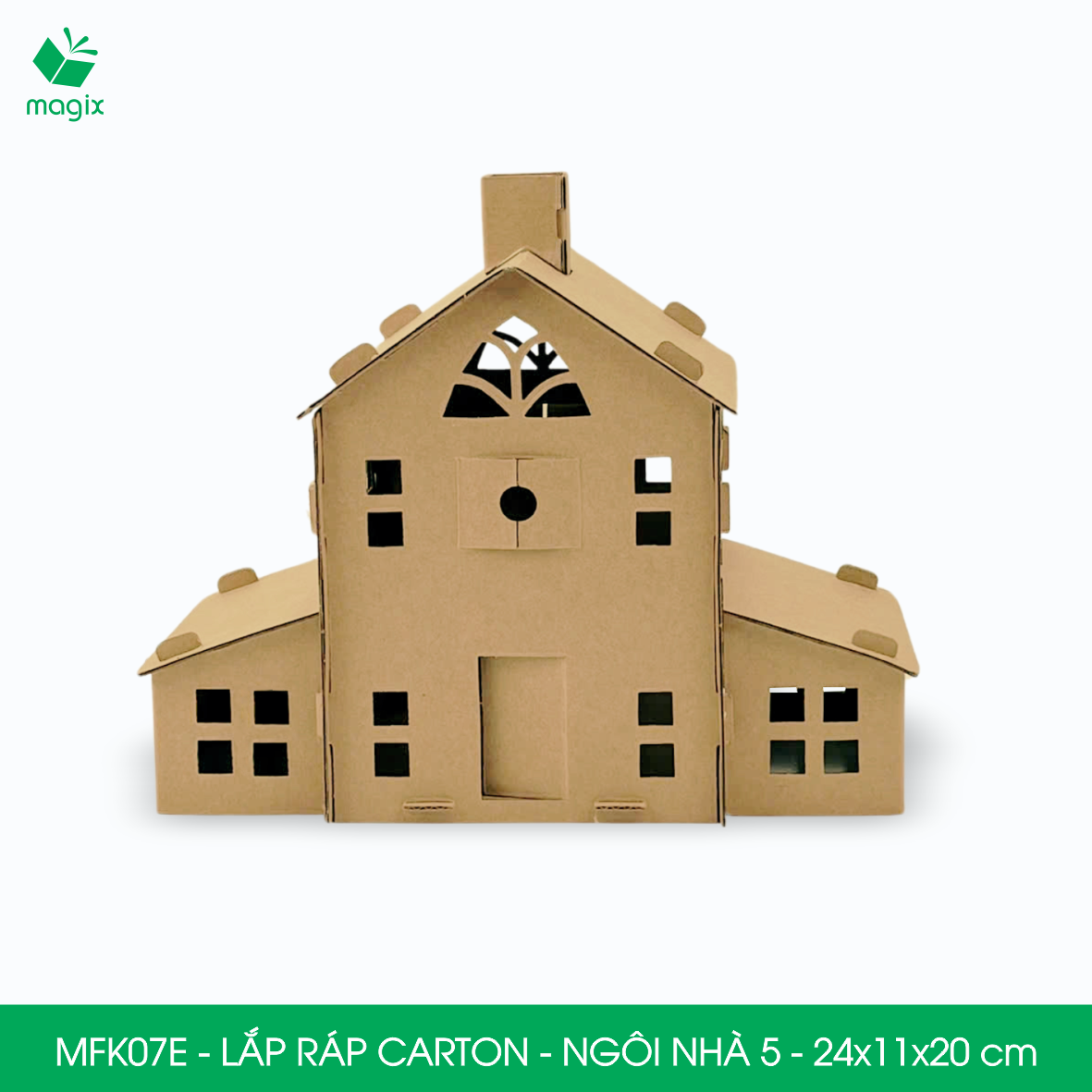 MFK07E - 24x11x20 cm - Mô hình ngôi nhà lắp ráp từ bìa carton cao cấp, nhà giấy carton mini sáng tạo