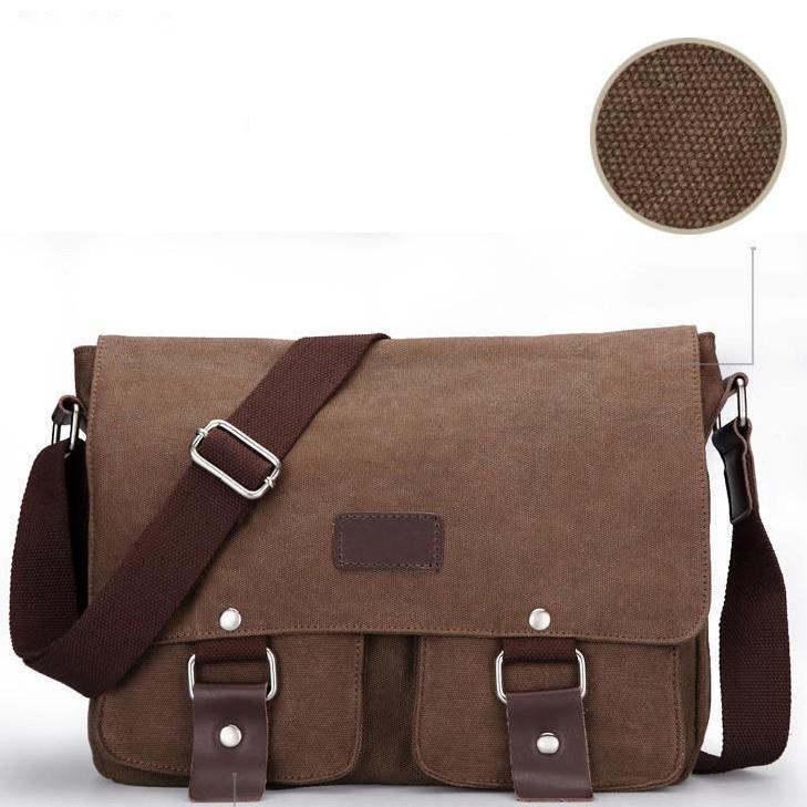 Túi Nam Đeo Chéo Messenger Vải Canvas Màu Nâu T57