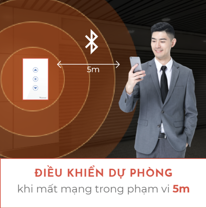 Công tắc cửa cuốn wifi Vconnex - Hẹn giờ đóng / mở, điều khiển từ xa qua điện thoại, chế độ khoá trẻ em, báo động chống trộm - Hàng chính hãng