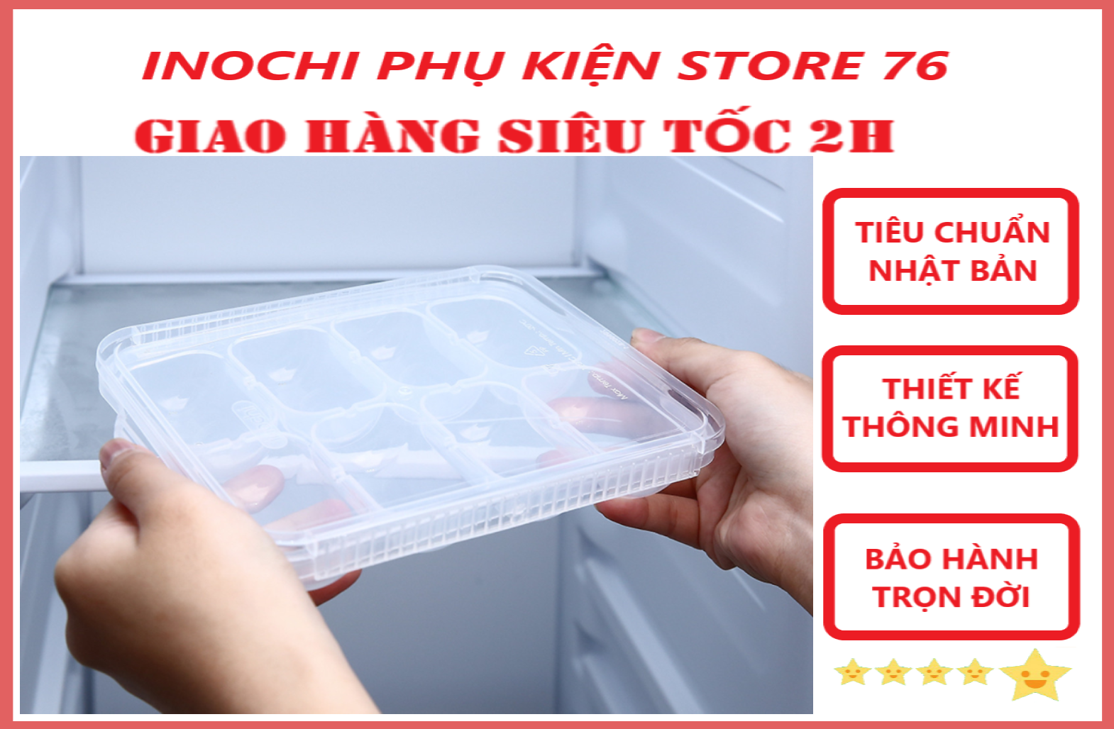 Khay Trữ Đông Bảo Quản Đồ Ăn Dặm Amori Hàng Xuất Nhật - Chính Hãng inochi ( Tặng khăn lau pakasa)