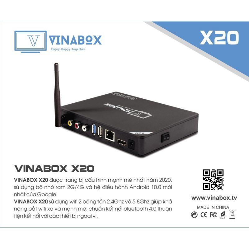 Android vinabox X20-2020 Bản Ram 4G, Rom 32G- cấu hình mạnh - Sản Phẩm Chính Hãng