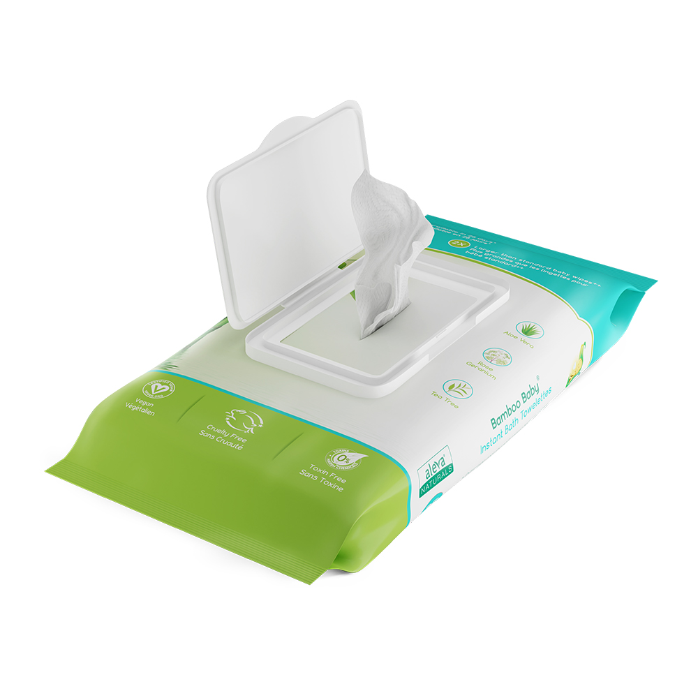 Khăn Giấy Tắm Khô Bamboo Baby Instant Bath Towelettes Aleva Naturals - 25 tờ