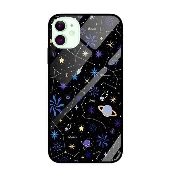 Ốp lưng kính cường lực cho iPhone 11 Nền Vũ Trụ Sao Xanh - Hàng Chính Hãng