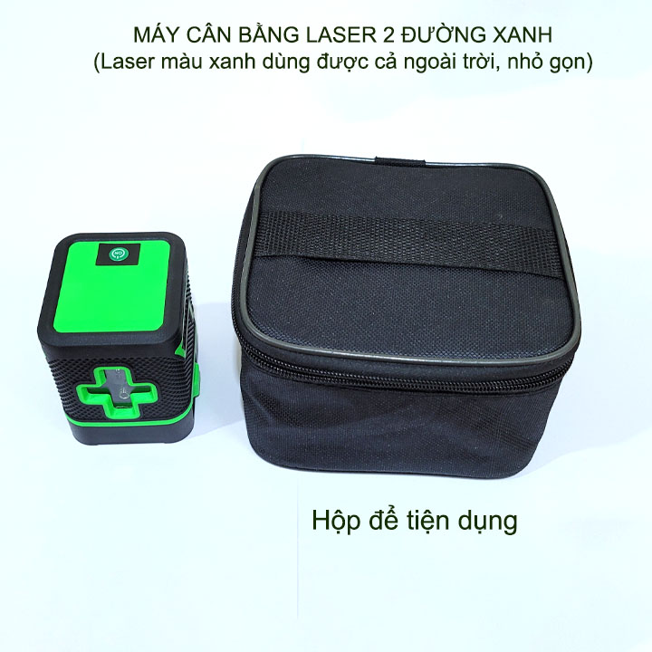 Máy tự cân bằng laser 2 đường vuông góc màu xanh, đo được ngoài trời