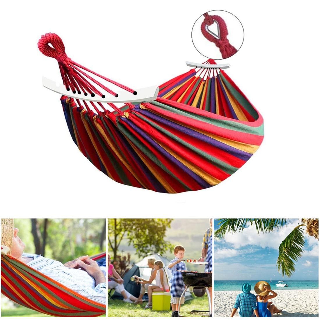 Cắm Trại Võng Võng Ngoài Trời Sân Vườn Du Lịch Cắm Trại Đầm Xòe Vải Sọc Hàng Giường Võng Đôi Đơn Người Ghế Lười