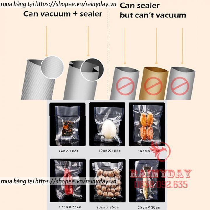Máy hút chân không mini và hàn miệng túi bảo quản đồ ăn thực phẩm gia đình kèm túi chân kHÔNG HOẶC COMBO 20 TÚI RIÊNG.