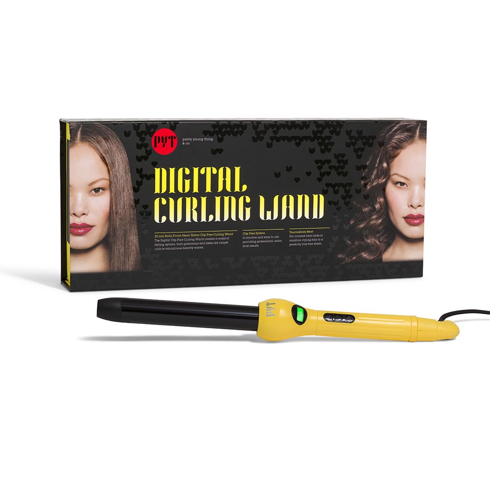 Máy Uốn Kỹ Thuật Số PYT Digital Curling Wand 25mm - Màu Vàng - Tặng Kèm Găng Tay Chịu Nhiệt