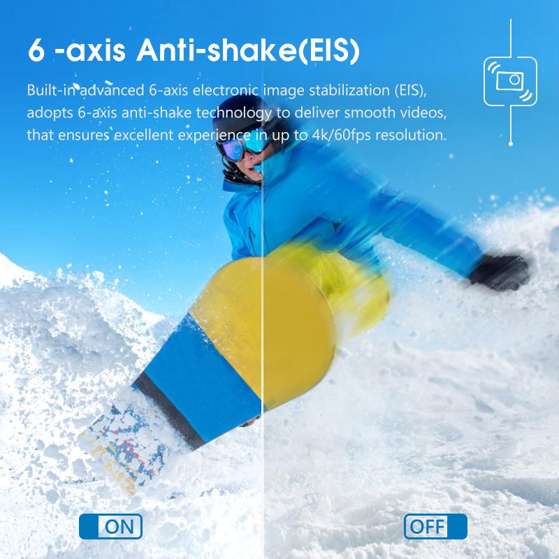 Camera hành động KEELEAD K80 4K 60FPS 20MP 2.0 LCD cảm ứng EIS Màn hình kép WiFi Thân máy 5m Chống nước Điều khiển từ xa Zoom 4X Cam thể thao