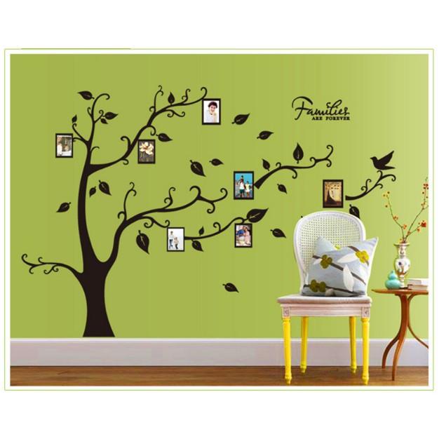 Decal trang trí tường - Cây Lớn Cong Khung Hình ĐEN 02