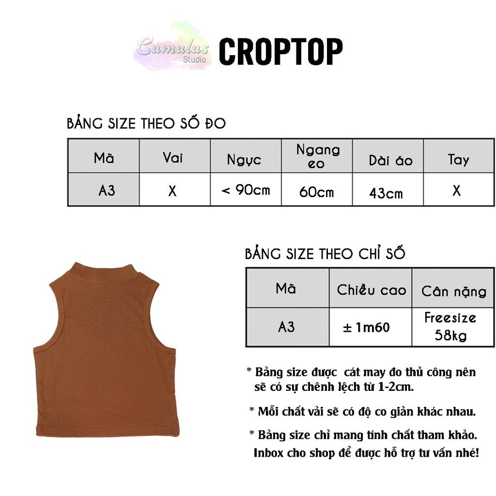 Áo croptop cổ lọ sát nách Cumulus chất thun gân A03