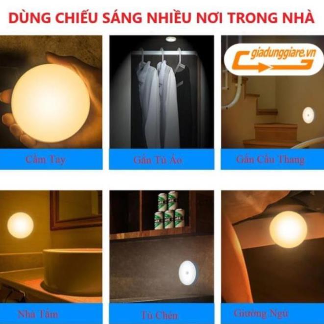 Đèn LED CẢM ỨNG chuyển động thông minh tự động bật tắt đèn ngủ cảm biến nhạy sử dụng pin sạc USB dùng dán tường đa năng