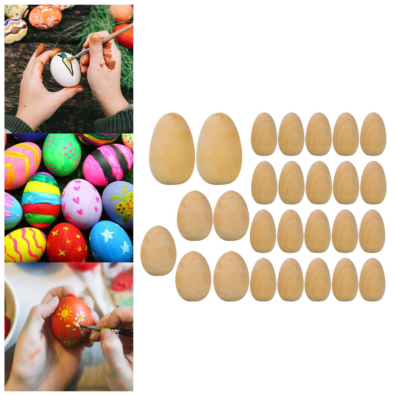 27 Pieces Unfinished Wood Eggs with Flat Bottom DIY Easter Holiday Craft