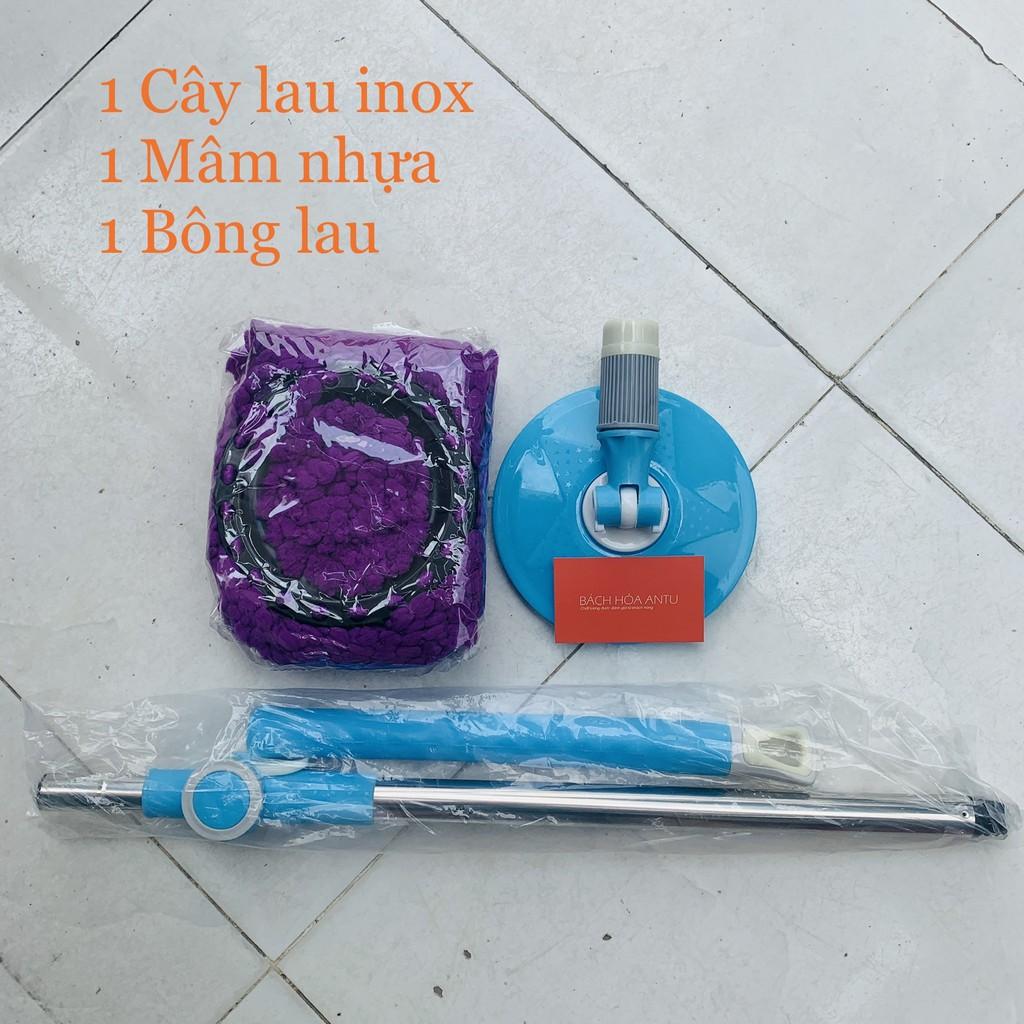 Cây lau nhà inox 360 độ Thái Lan + Kèm bông lau nhà (Màu ngẫu nhiên) Cao cấp