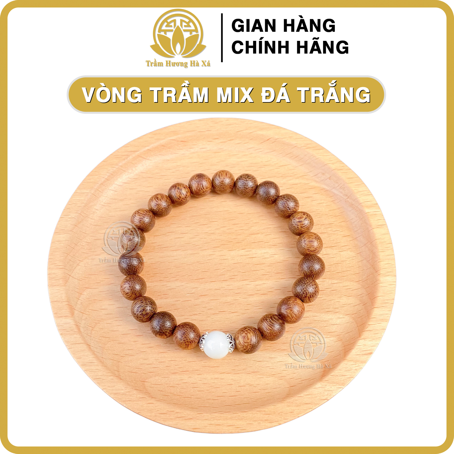 Vòng tay mix đá cẩm thạch đế bạc phong thủy trầm hương HÀ XÁ đeo tay cặp đôi nam nữ mệnh kim mộc thủy hỏa thổ may mắn tài lộc