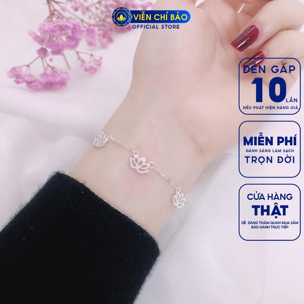 Lắc tay bạc nữ Hoa Sen, vòng tay nữ bạc 925 Liên Hoa thời trang phụ kiện trang sức nữ Viễn Chí Bảo L400677