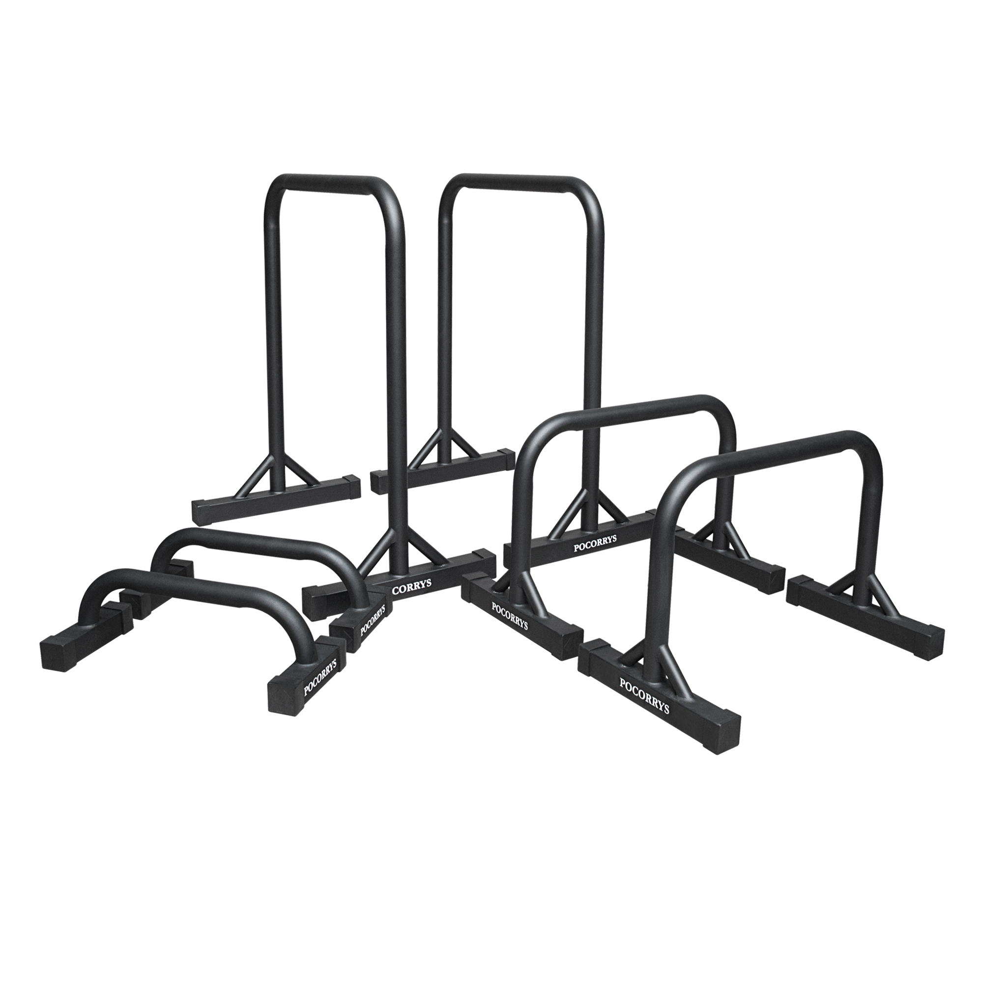 Combo 3 bộ Xà kép, Dụng cụ chống đẩy, Parallettes Pocorrys 01, Màu đen Full black