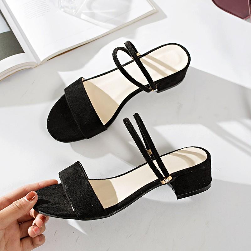 Sandal Cao Gót Soras️️ Dép Sandan 2 quai mảnh chất Da lộn cực Trẻ Trung dễ Mix đồ cao 3P SA911