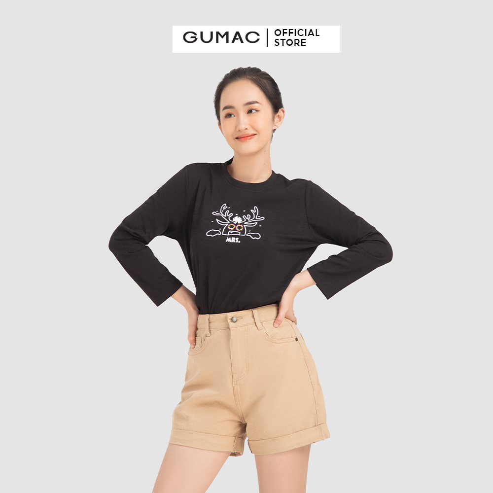 Áo thun nữ GUMAC ATB12017 tay dài in hình