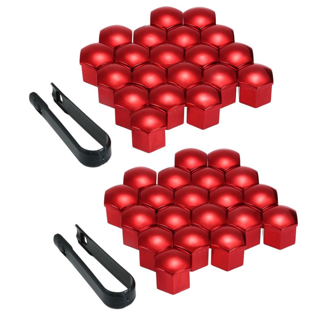 40pcs 17mm Deep Wheel Chrome Lug   Center Cover Tyre Screw Decor Red